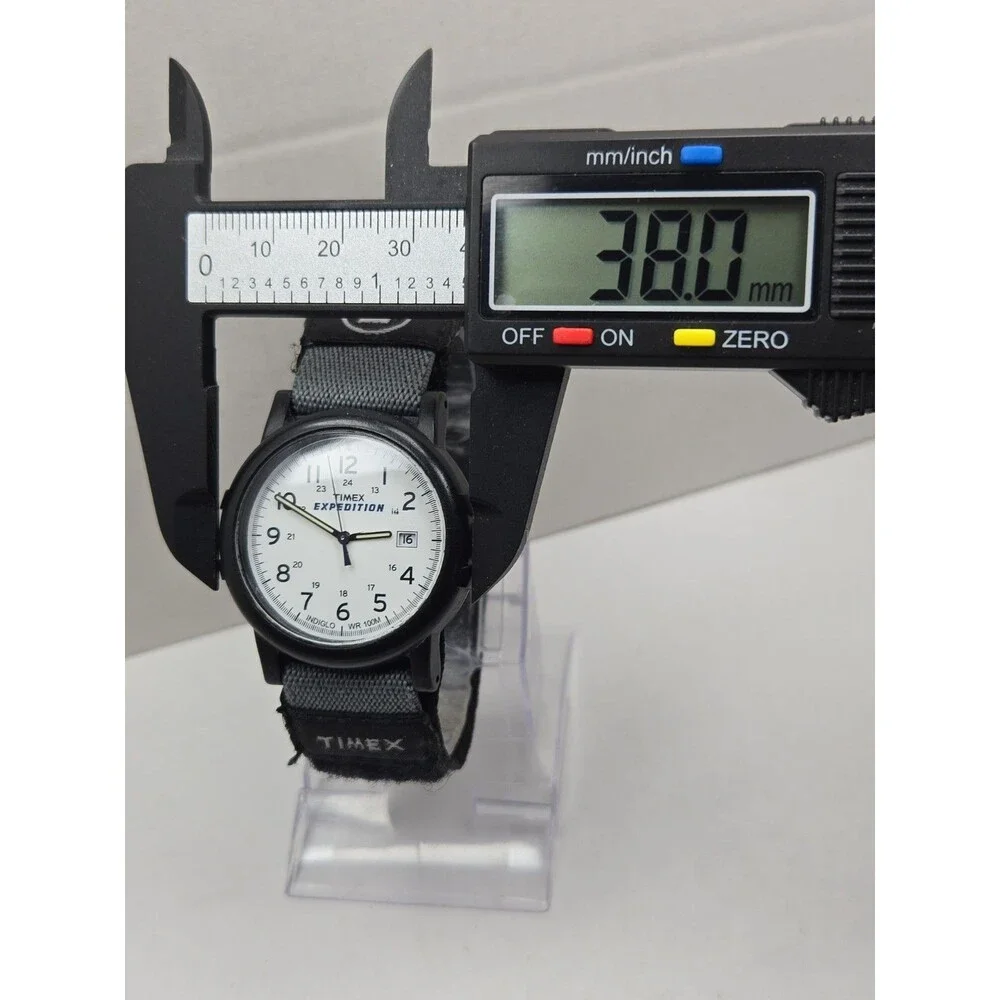 Timex Expedition Camper 38mm White Dial Indiglo Date 100M Mens Watch New Battery